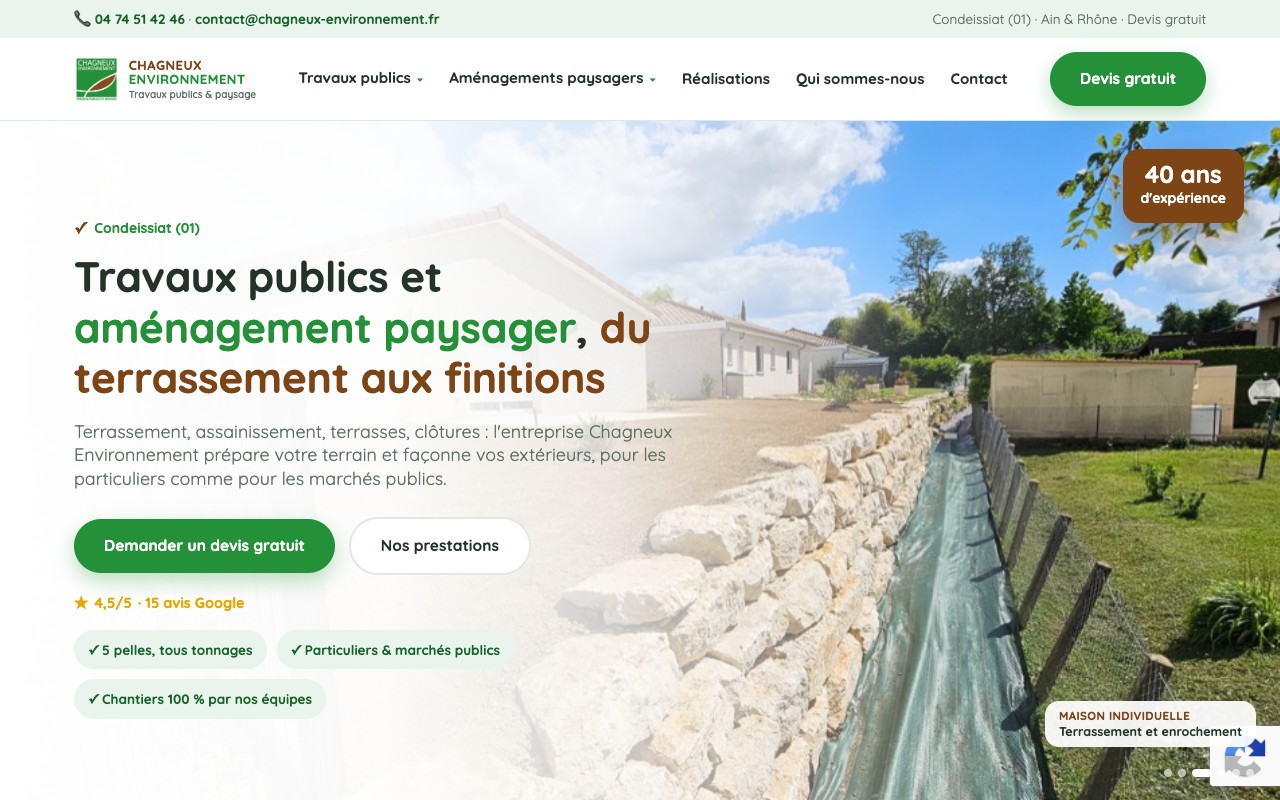 Chagneux Environnement — Travaux publics et paysage dans l'Ain
